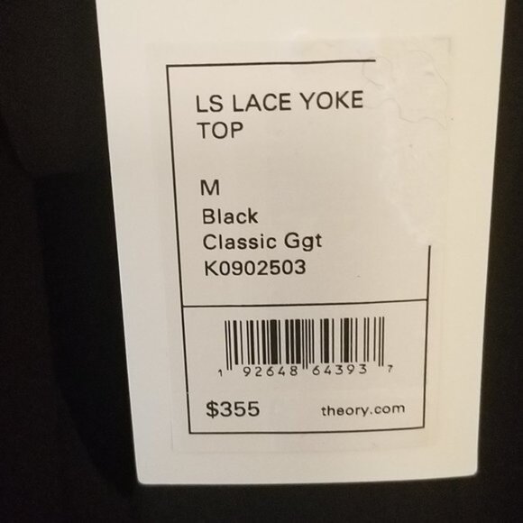 NWT Theory Long Sleeve Lace Yoke Silk Blouse - Picture 4 of 7